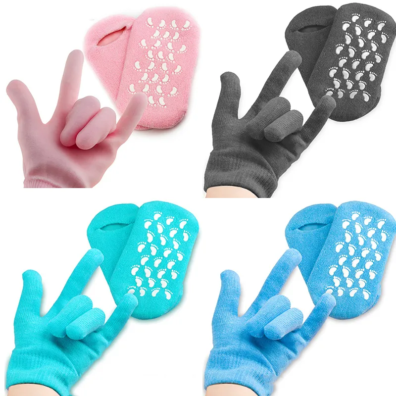 Återanvändbara spa gel fuktgivande strumpor handskar vitare exfoliating behandling slät skönhet handmask fötter vård silikon sock handsken sätter M2021