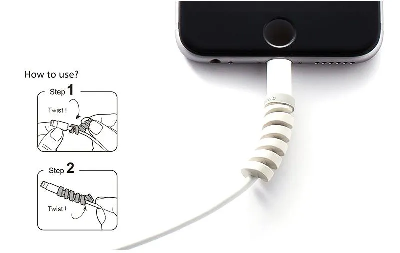 Proteggi cavo per telefono cellulare 4 in 1 Mini cavo dati di ricarica USB  colorato Cavo di protezione avvolgitore in silicone a spirale Confezione al