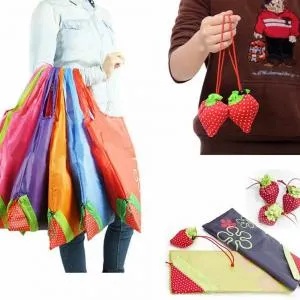 Reusable strawberry Shopping Bag floral Tote Eco large capacity portable Foldable Grocery Storage Handbag vegetable solid tote AAA1731