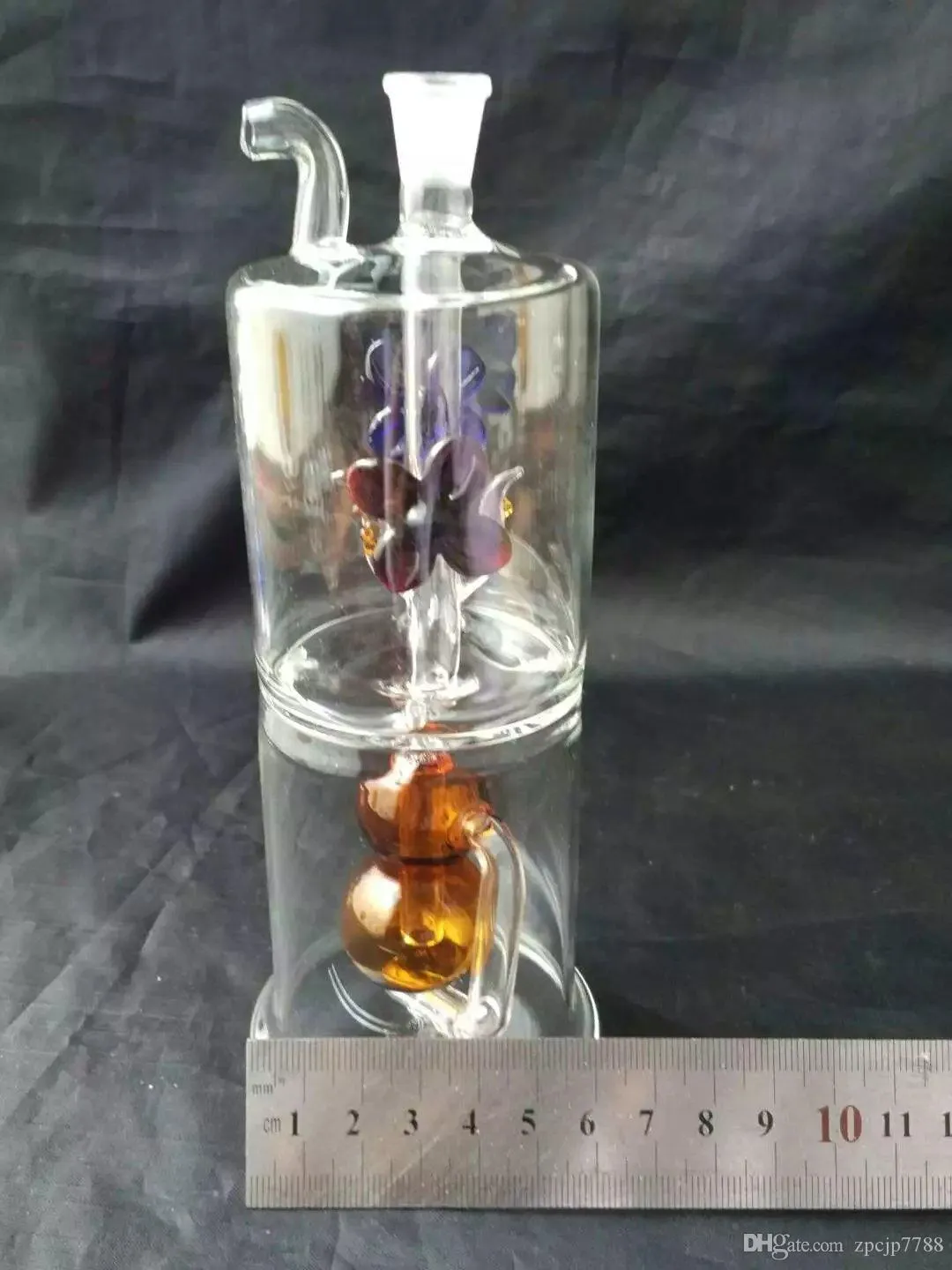 Accessoires de bongs en verre waterahu de gourde de fleur, accessoires de bongs en verre en gros, narguilé en verre, livraison gratuite de fumée de pipe à eau