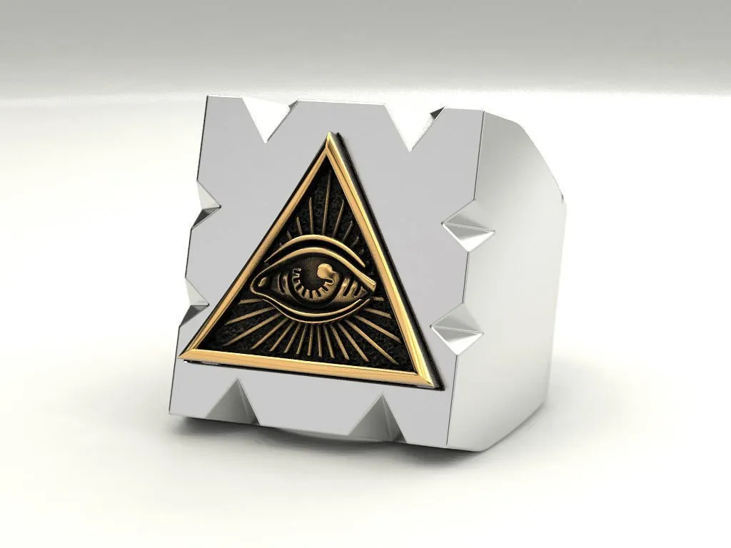 Mannen roestvrijstalen Masonic Ring Driehoek Sun Devil Eyes Ring Mens Punk Freemason Totem Sieraden Maat 7 - 14