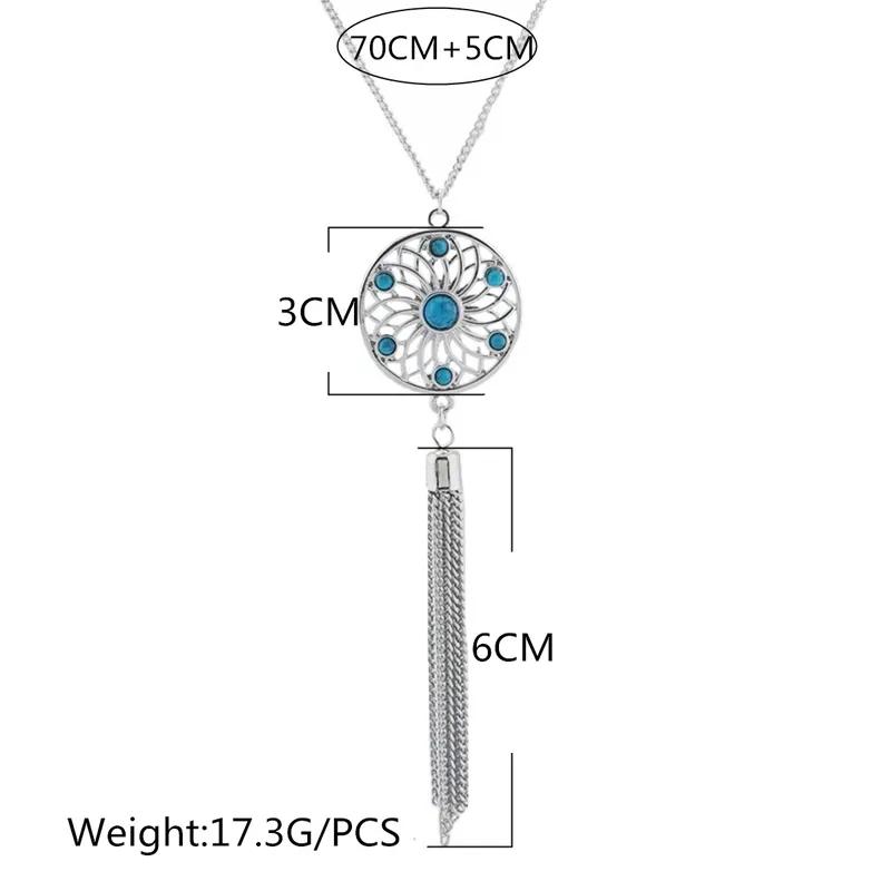 Fashion- 보헤미안 구슬 꽃 목걸이 패션 중공 순 술 긴 펜던트 매달려 목걸이의 경우 여성 Jewellry