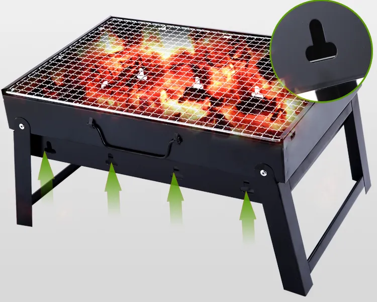 Houtskoolgrill, barbecue opvouwbare draagbare lichte rookbarbecue, kleine tafel buiten