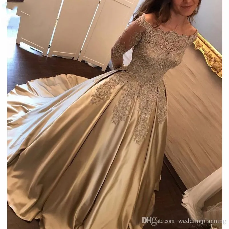 الأحمر الداكن الشمبانيا قبالة الكتف فساتين quinceanera طويلة الأكمام vestidos دي العيد اللباس للتخرج الرسمي مساء حفلة موسيقية اللباس