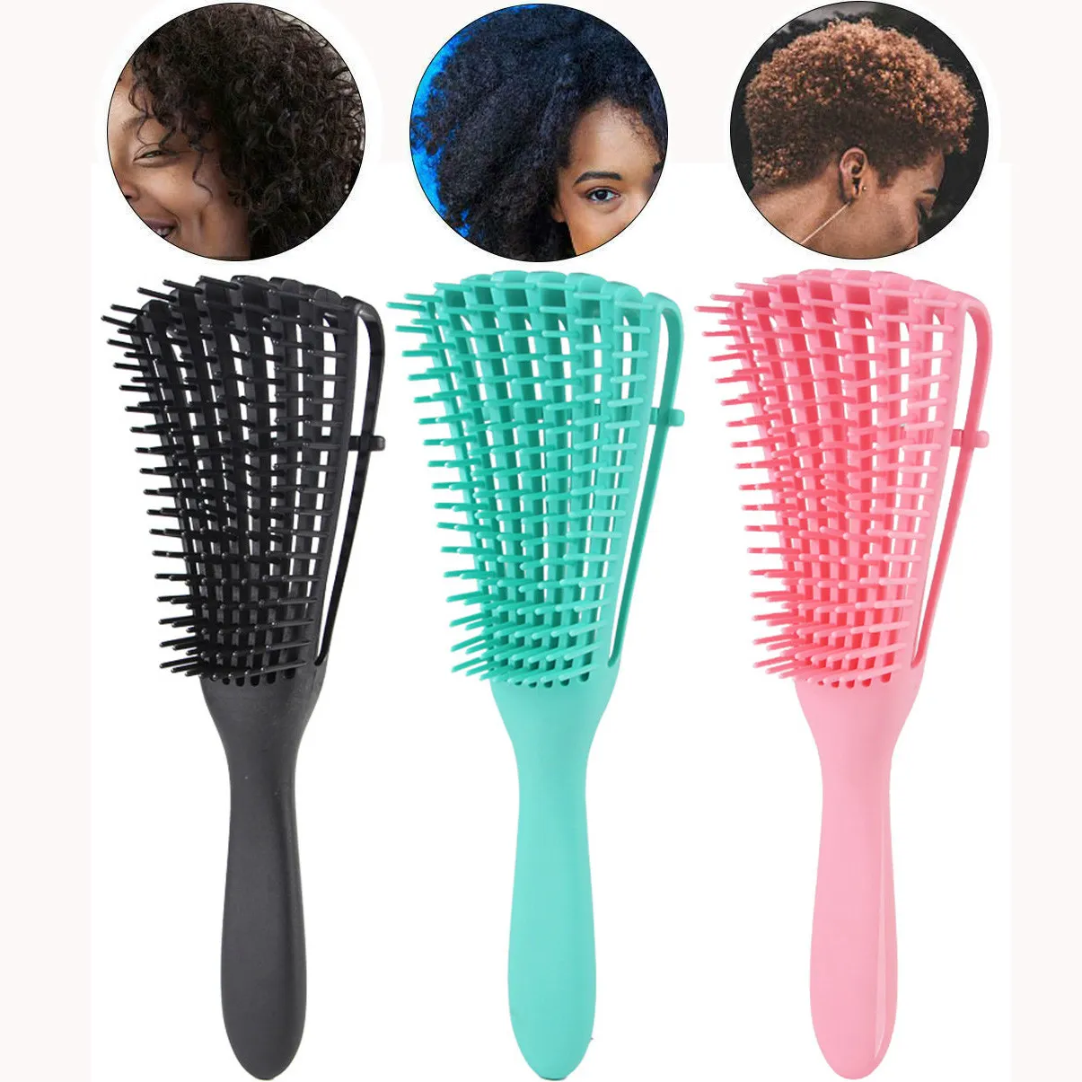 Peigne de massage du cuir chevelu Brosse démêlante Démêlant pour cheveux naturels Peigne anti-enchevêtrement Fonction puissante Conception antidérapante pour boucler les cheveux longs ondulés