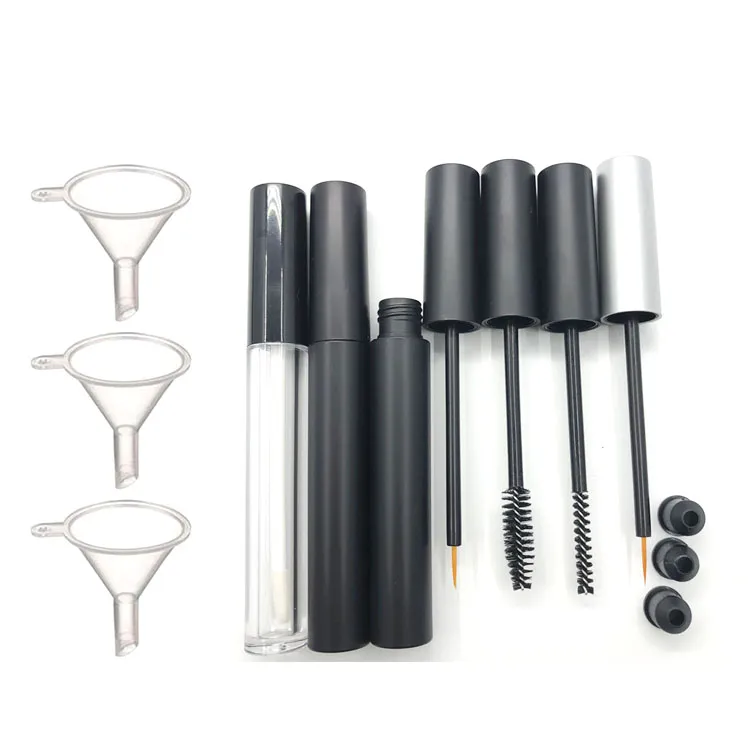 4ml Empty Mascara Tube with Wand Eyelash Container Bottle, 3.5ml Eyeliner Tube Vials Bottle with Rubber Inserts and Funnel for Castor Oil
