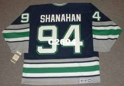 Hommes # 94 BRENDAN SHANAHAN Hartford Whalers 1995 CCM Vintage RETRO Home Hockey Jersey ou personnalisé n'importe quel nom ou numéro rétro Jersey