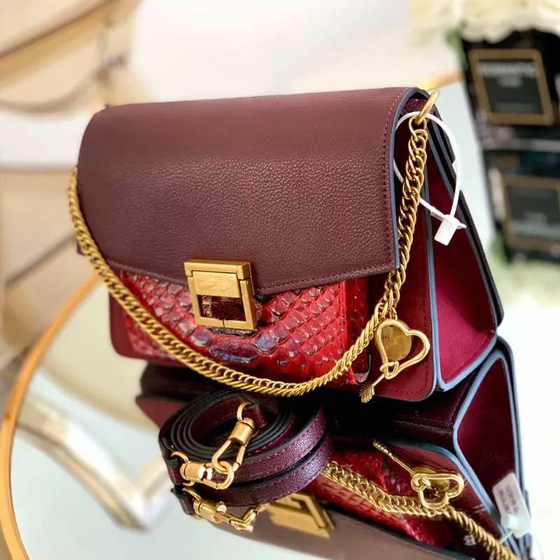 High Quality Women Wallet Genuine Leather Chain Bag Lady Oblique Shoulder Bag Crossbody Handbag Purse 