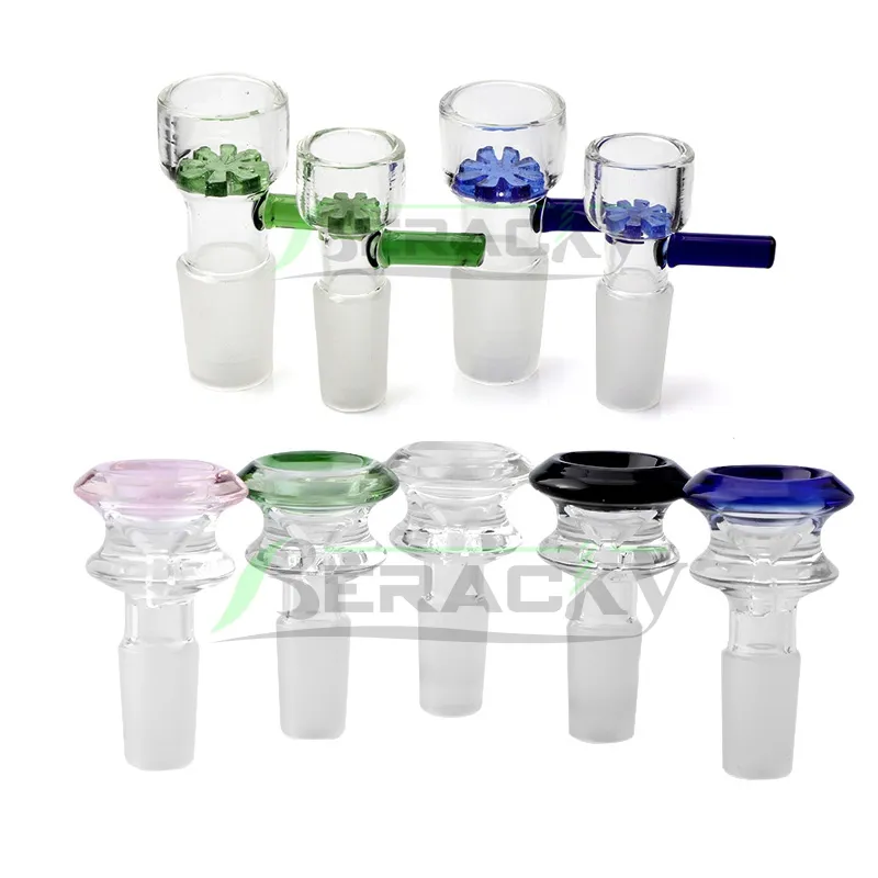 14mm 18mm Male Glass Bowl Piece Snowflake Diamond Glass Bowls Bong Bowl For Dry Herb Tobacco Glass Water Bongs Dab Rigs Smoking Accessories