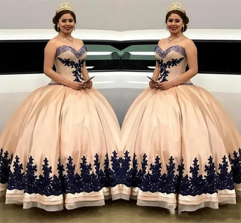 2020 Sweet 15 robe de bal pêche Quinceanera robes avec des Appliques 3D gonflées chérie sur mesure princesse robes de bal