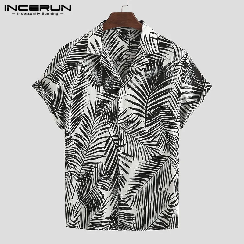 Incerun Fashion Men Printed Hawaiian Shirt Kortärmad 2020 Semester Sommar Lapel Casual Brand Beach Shirts Streetwear Blouse