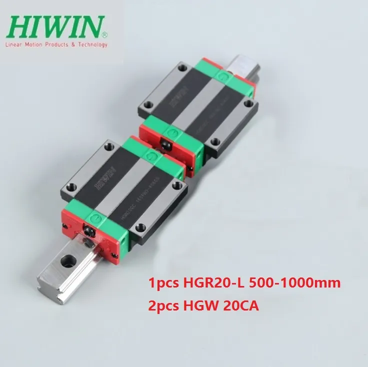 HIWIN – rail linéaire HGR20-500mm/600mm/700mm/800mm/900mm/1000mm + 2 chariots à bride linéaire HGW20CA /HGW20CC pour pièces CNC, 1 pièce, Original, nouveau