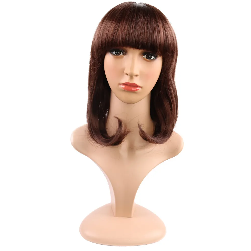 Women's Wig Hair Short and Straight Hair BOBO Head of The Whole Head of The Natural High Temperature Silk Cover Hair