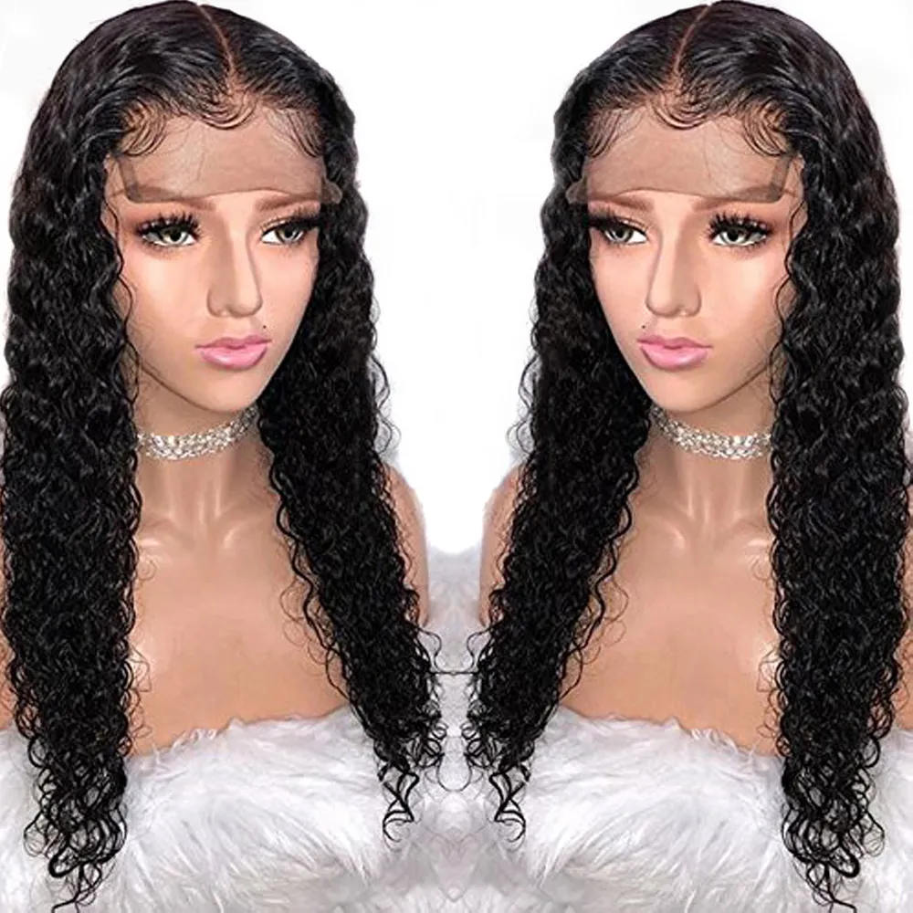 Water wave 360 lace front wigs hd transparent lace natural human hair Pre plucked frontal wig