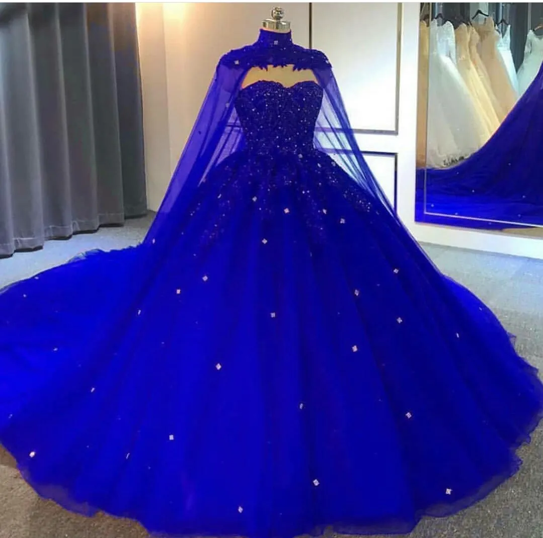 Lace Embroidery Tiered Mini Ball Gown Prom Dress - Blue