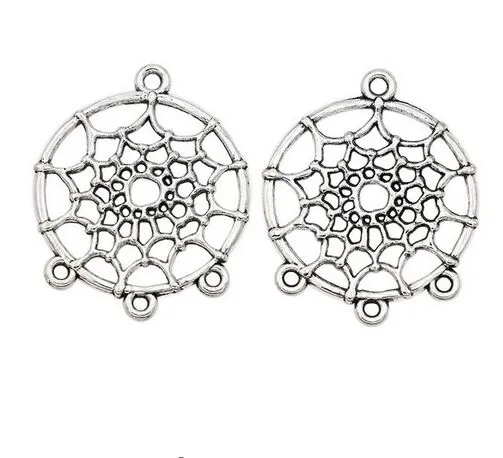 100 stks Antiek Verzilverd Dreamcatcher Charms Connector voor Sieraden Maken Armband Ketting Bevindingen DIY Handgemaakte 34x28mm