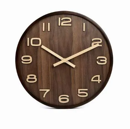 Grandi orologi da parete in legno da 14 pollici in legno di grandi dimensioni per l'arredamento dell'home office Orologio da parete con orologio dal design semplice senza vetro