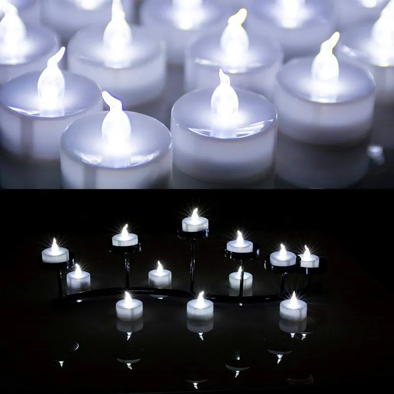 LED Lights Waterproof Tea Lights White Submersible Pool Lights Underwater Submersible Tea Light Pond Fishing Celebration Flameless