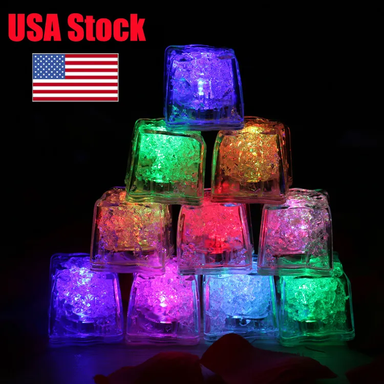 LED LED Party Lights Flash Ice Cube LED LED LIDE وضعت في فلاش مشروب الماء تلقائيًا لحفلات حفلات الزفاف الحفلات عيد الميلاد