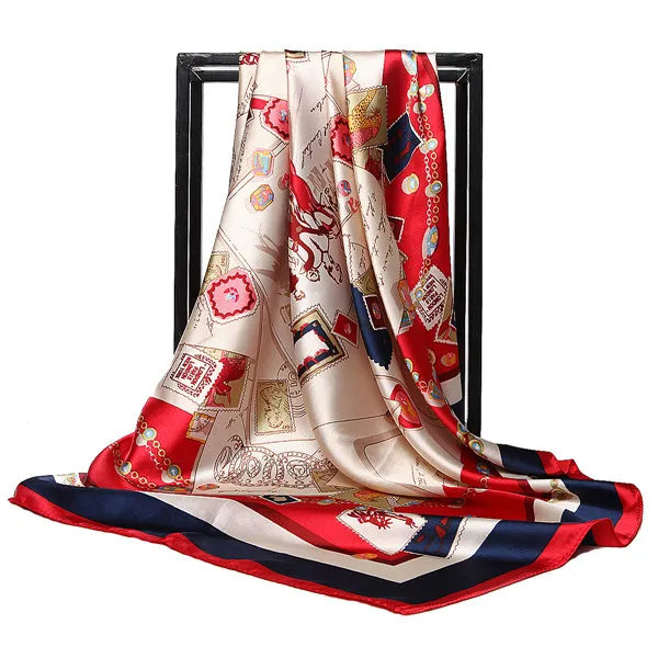 90 * 90 zijden sjaal modieuze hoogwaardige grote vierkante zijden sjaal modieuze retro gedrukte sjaal dame