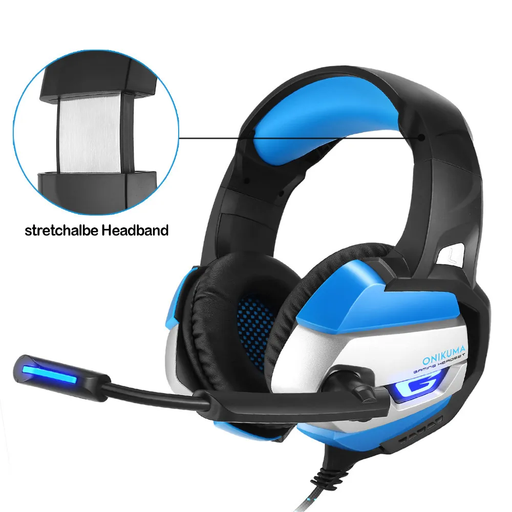 K5 Gaming Headset with Microphone casque PC Gamer 3.5mm Stereo Headphones for PS4 Gamepad Xbox One Laptop Computer