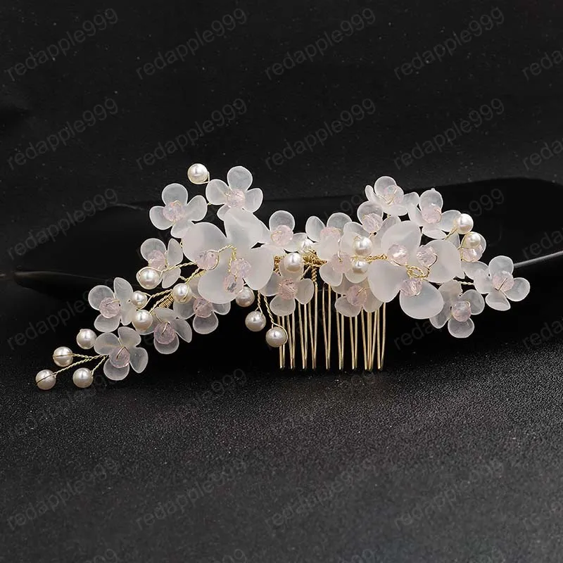 Handmade Bridal сплава формы цветка Rhinestone волосы расческой Hairband Tiara Свадебные волос Accrssories для женщин