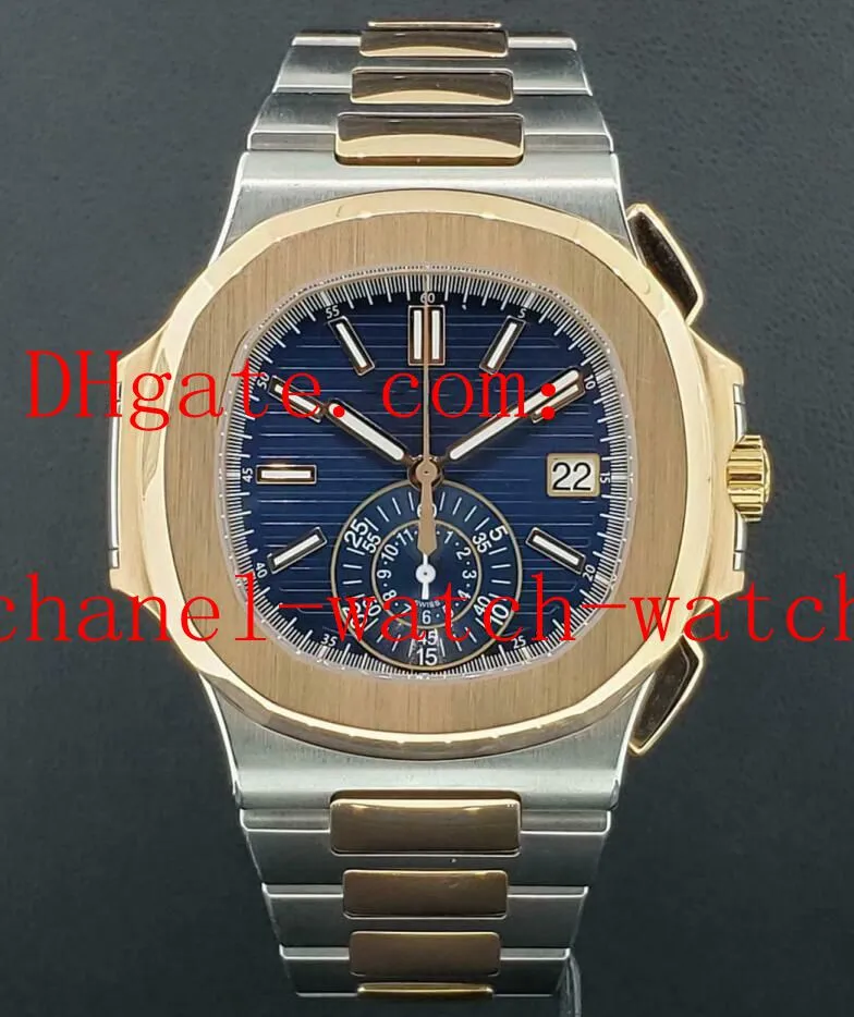 Darmowa wysyłka Mężczyzna Automatyczny zegarek mechaniczny Nautilus 5980 / 1AR-001 stal 18K Rose Gold Blue Dial Mens Sport Zegarki