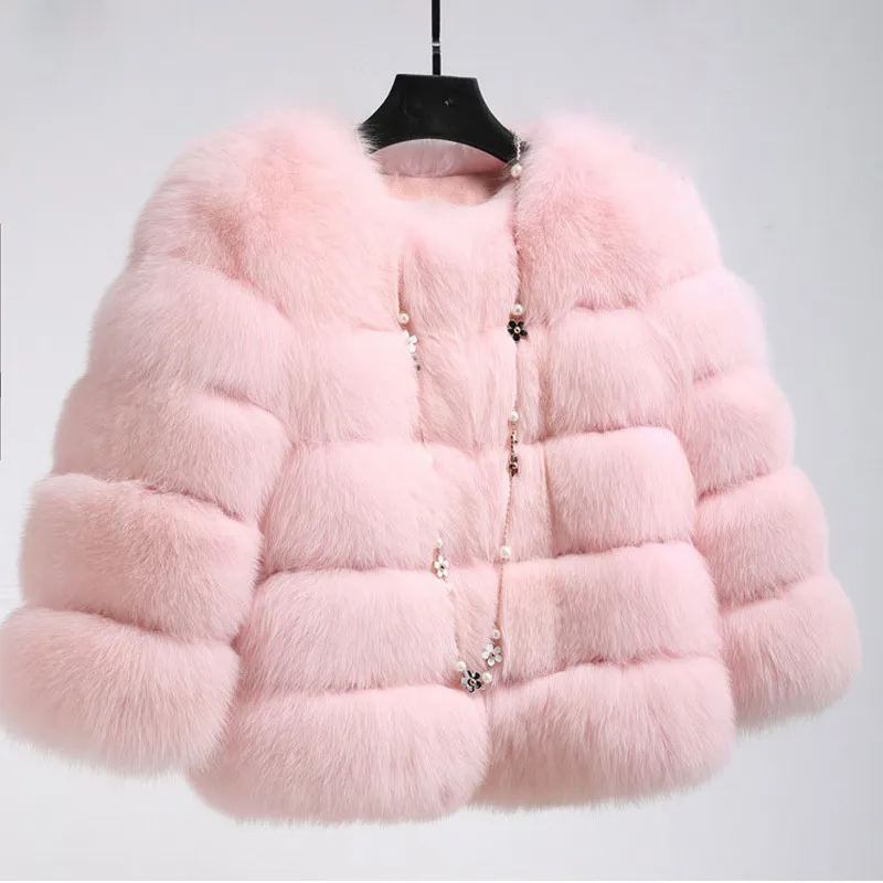 Short pink fur coat sales