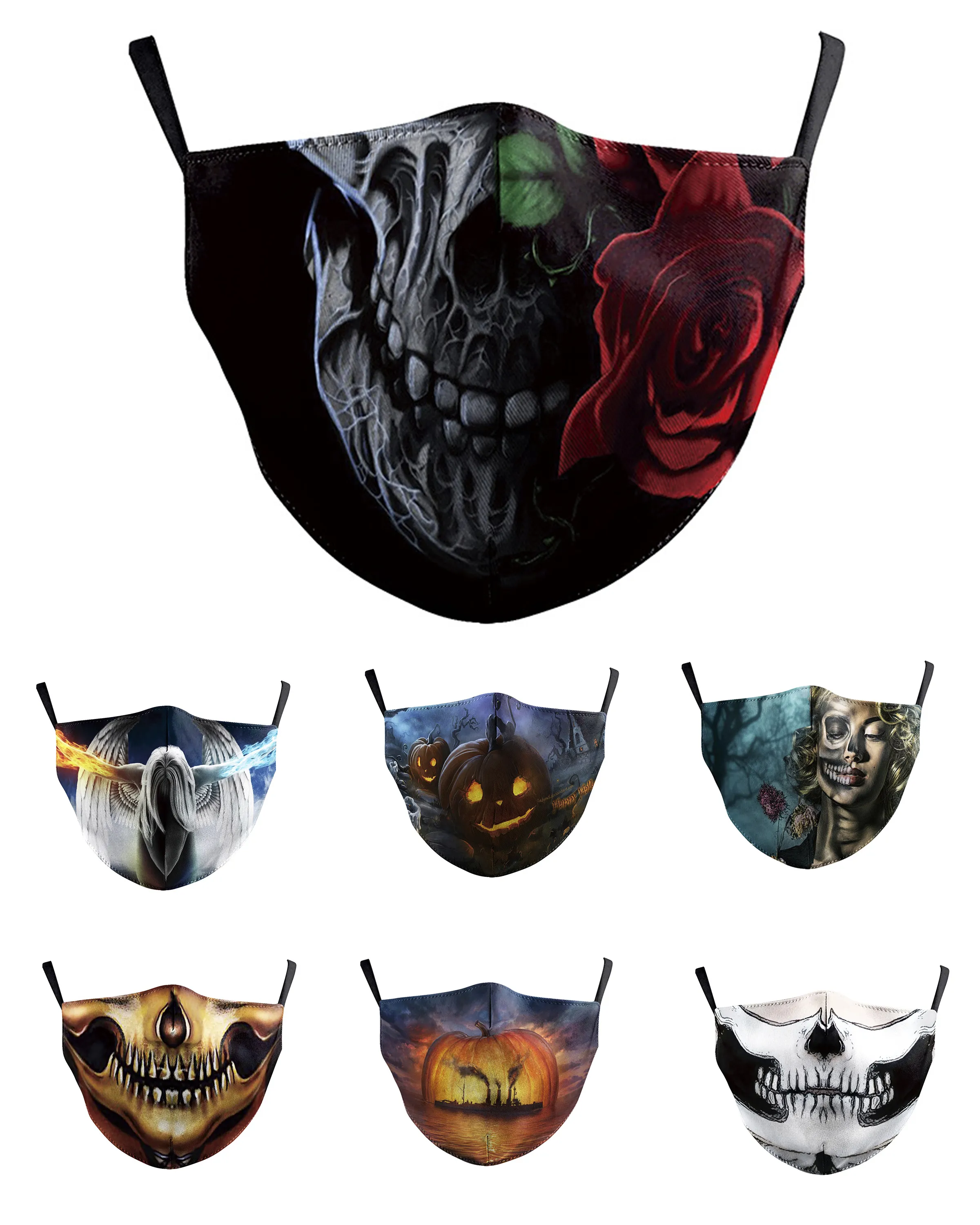 Designer face mask cotton reusable face mask Skull digital Sports Halloween pumpkin skull Cosplay face masks Dust Warm Windproof Mask