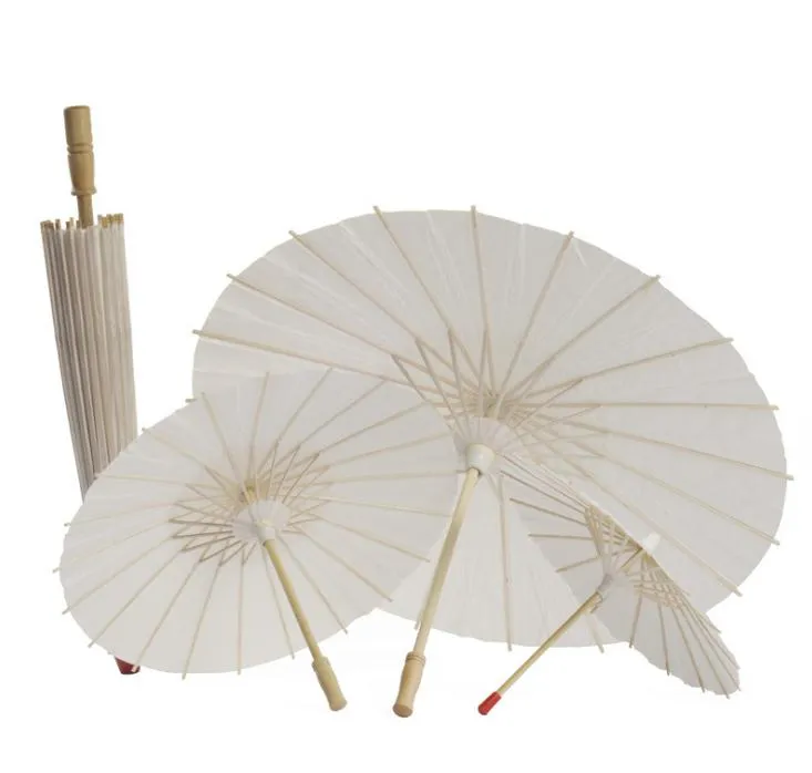 White Bamboo Paper Umbrella Parasol Dancing Wedding Bridal Party Decor Bridal Wedding Parasols White Paper Umbrellas SN398