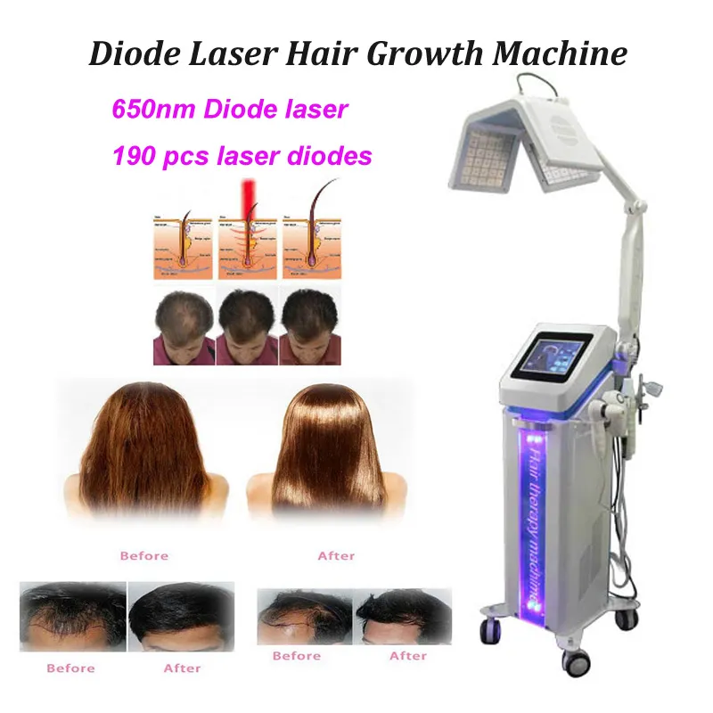 Ny 650nm 190 diod 5mw Anti Hair Loss Laser Hair Growth Machine med elektrisk håravfallsborste