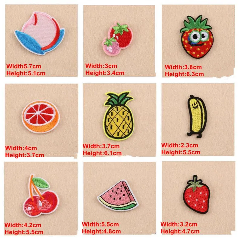 Fruit and Vegetable Fabric Patches, Iron-On Embroidered Patch Sew On Patch,  DIY Clothing Craft Decoration Accessories Watermelon Banana for Jeans
