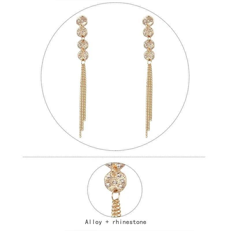 Gros-chaînes glands balancent boucles d'oreilles pour les femmes plaqué or franges diamants lustre boucle d'oreille fille bijoux de créateur de luxe occidental