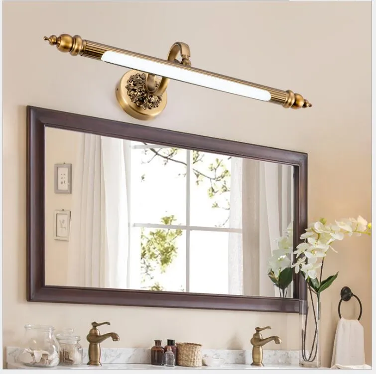 Banyo Ayna Lamba 48cm / 57cm / 68cm Su geçirmez Retro Bronz Kabine Makyaj Ayna Işıklar Led Duvar Işık Lambası LED Işık Duvar Lambası