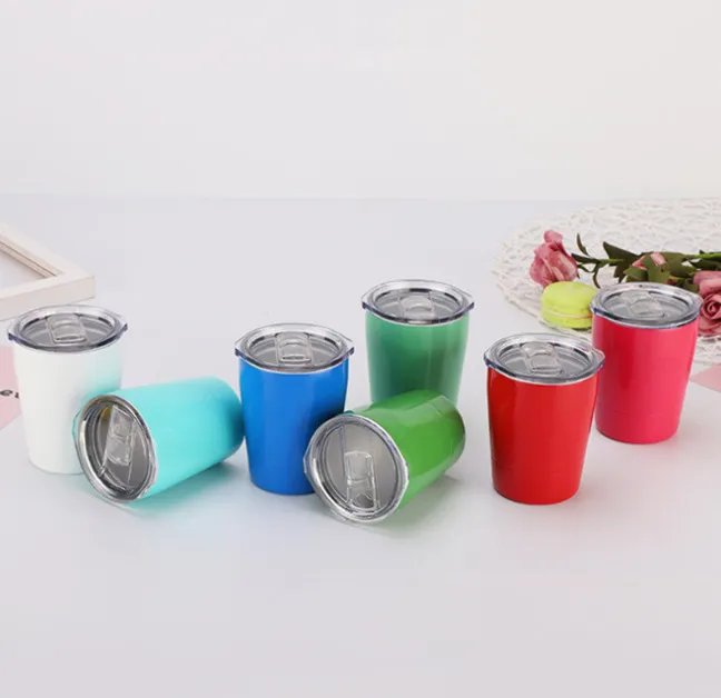 The latest 8.7OZ mug, stainless steel milk cup for children, straw cups with lids in 11 colors, support customized logos