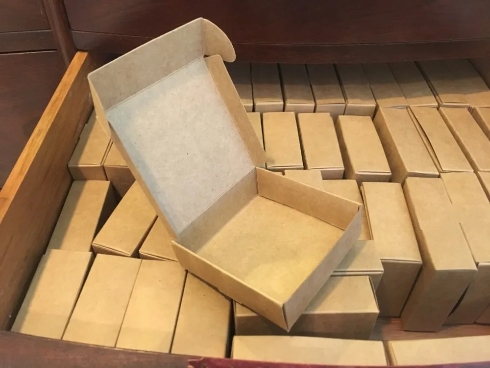 2019 boîte d'emballage cadeau en papier Kraft naturel, petite boîte artisanale papier kraft pliant, boîte en carton de papier savon fait main brun