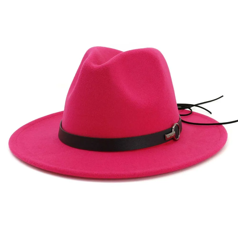 Moda-Yün Keçe Caz Fedora Şapkalar 14 Renkler Son Düz Brim Trilby Panama Stil Parti Cap Açık Büyük Brim Güneşlik Şapka