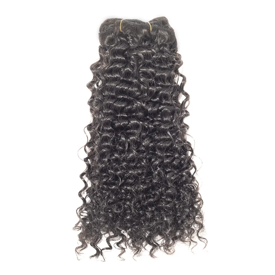 Peruanisches VMAE 10 bis 30 Zoll 100G 120g Natürlicher schwarzer kinkiger lockiger Clip in elastischen Krawatten Jungfrau Remy Human Hair Cordzug-Pferdeschwanz