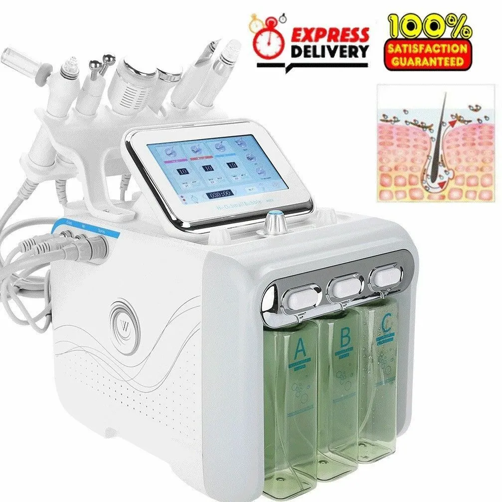 Multifuncional 6 en 1 H2 O2 Hydra Facial Machine Dermabrasion Hydro Microdermabrasion Peeling Vacío Limpieza de la piel Agua Aqua Oxygen Spray