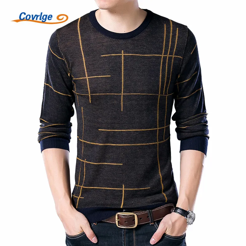 Covrlge Marke Pullover für Männer 2019 Herbst Winter Neue Herren Pullover Mode Runde Kragen Linie Muster Design Pullover Männlich MZL016