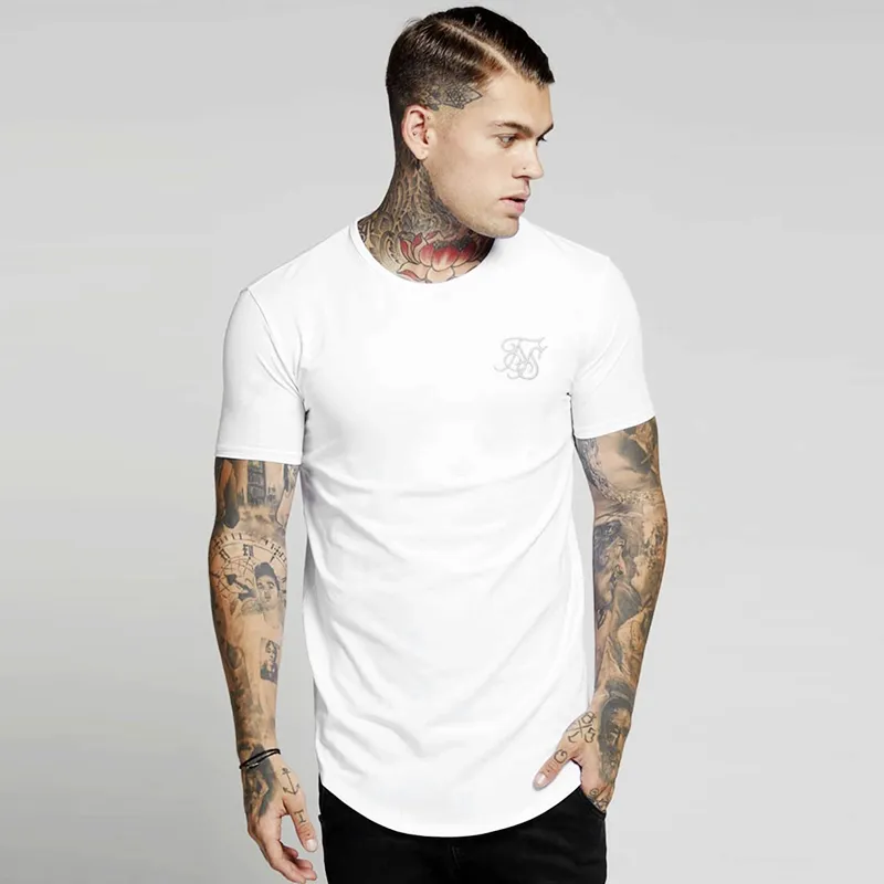 Homens Bordado T-shirt de algodão de manga curta T Shirt Primavera-Verão Casual Men O pescoço fino T-shirt Plus Size M-XXL