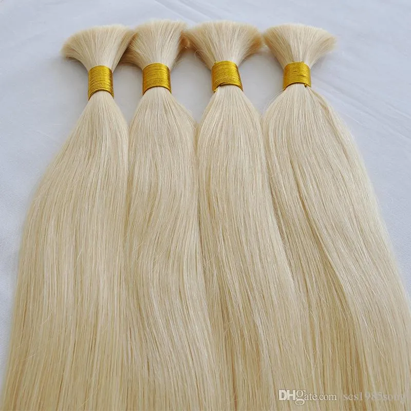 Kampanjer Specialerbjudanden 100% Human Hair 100g 50cm 60cm Tjocka ändar Blond Färg Bulk Till Sal