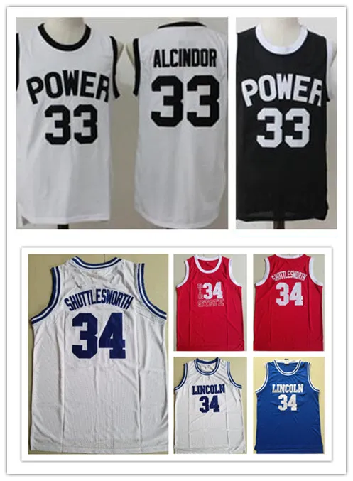 Mens Lincoln Jesus Shuttlesworth Jersey 33 Lewis Alcindor Jr High School St Joseph CT Power Basketball Jerseys