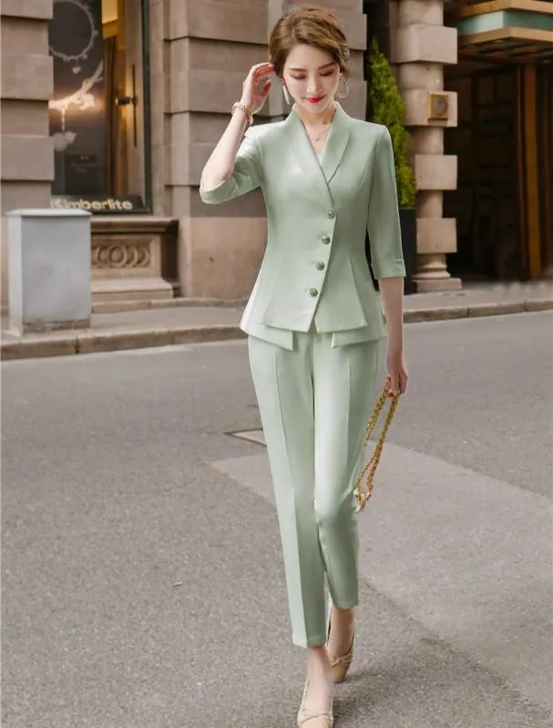 White Blazer Jacke Hosenanzug Fur Frauen Elegante Burogeschaftskleidung Polyester Baumwolle 2024 Sommer Casual Zwei Stuck Set Von 19 5 DHgate