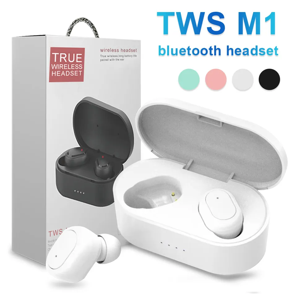 Foto de cancelamento de ruído M1 TWS Handsfree Interior Sport Sport Bluetooth 5.0 Estéreo Fenchones sem fio Earbuds Gaming Audifonos com caixa de varejo