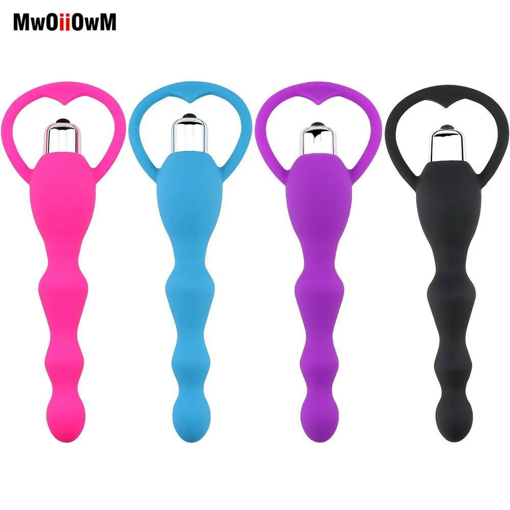 MwOiiOwM Anal Vibrator G-spot Stimulate Anal Beads Vibrating Massager Butt Plug Masturbation Adult Sex Toys For Women Men Erotics Toys