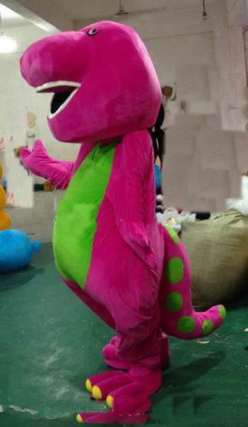 2019 Hot Sale Barney Dinosaur Mascot Kostym Vuxen Size Halloween eller Commercial Activities Outfit Leverans