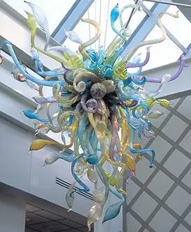 Hanglampen 100% Mondgeblazen Borosilicaat Murano Kroonluchters Hanger-Licht Kunst Glas Craft Traditionele Kroonluchter Lamp