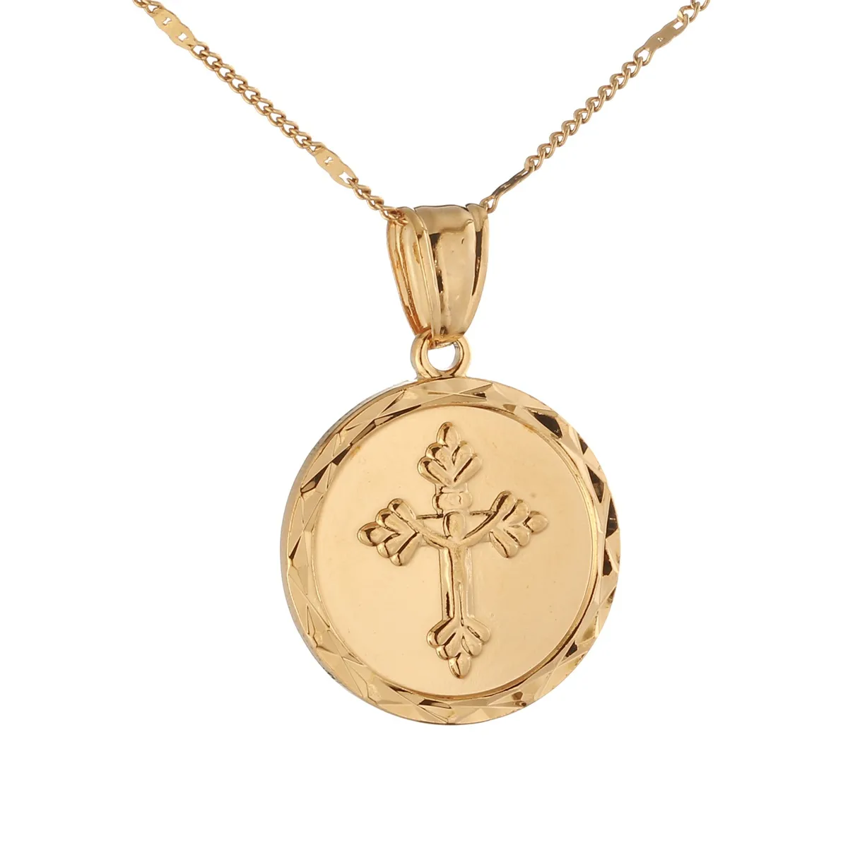 24k vergulde katholieke ronde medaille Jezus kruis Christus Crucifix hanger ketting Trendy cross chain sieraden