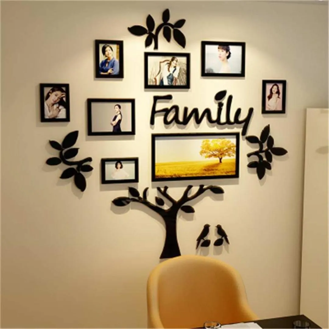 3D Arcylic DIY Familie Fotorahmen Baum Wandaufkleber Home Decor Schlafzimmer Kunst Bilderrahmen Wandtattoos Poster S/M/L/XL